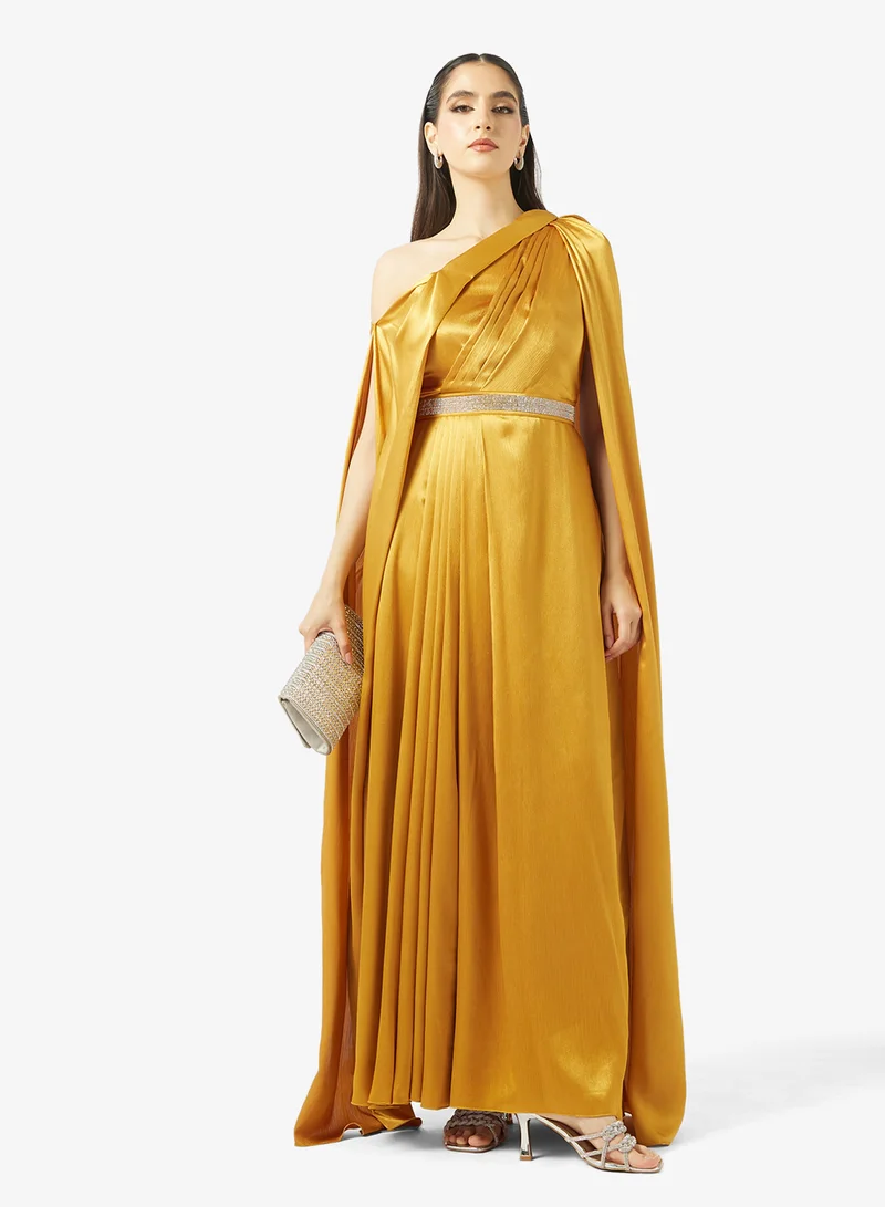 Slit Sleeves With Belt Maxi Dress